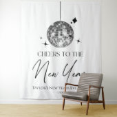 Silver Disco Ball juicht oudejaarsavond feest Wandkleed (In situ)