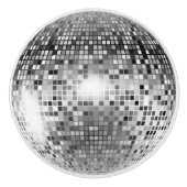 Silver Disco Ball Party Glamour Keramische Knop (Voorkant)