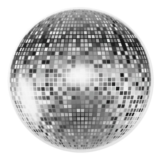 Silver Disco Ball Party Glamour Keramische Knop (Voorkant)