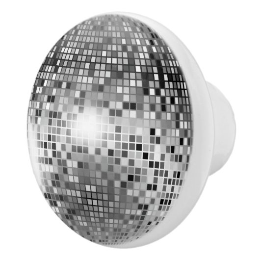 Silver Disco Ball Party Glamour Keramische Knop (Rechts)