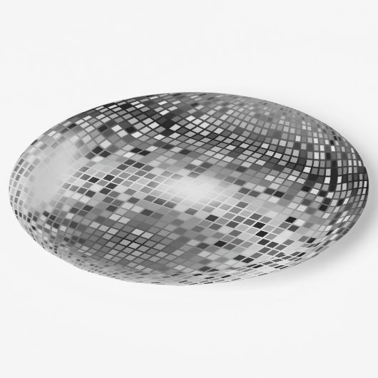 Silver Disco Ball Party Glamour Papieren Bordje (Gekanteld)