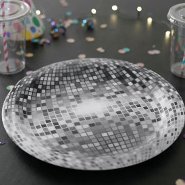 Silver Disco Ball Party Glamour Papieren Bordje