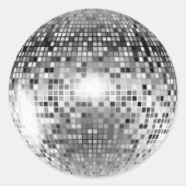 Silver Disco Ball Party Glamour Ronde Sticker (Voorkant)