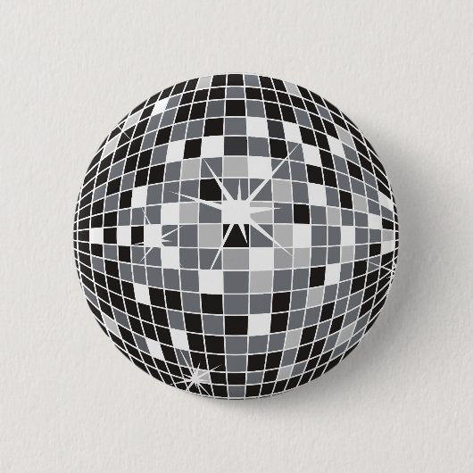 Silver Disco Ball Pin Ronde Button 5,7 Cm (Voorkant)
