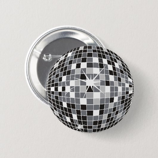 Silver Disco Ball Pin Ronde Button 5,7 Cm (Voorkant /achterkant)