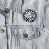 Silver Disco Ball Pin Ronde Button 5,7 Cm (In situ)