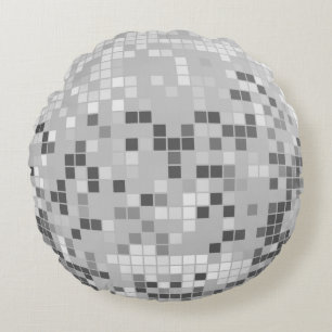 Silver Disco Ball Rond Kussen