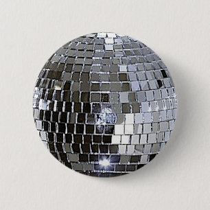 Silver Disco Ball Ronde Button 5,7 Cm