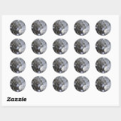 Silver Disco Ball Ronde Sticker (Vel)