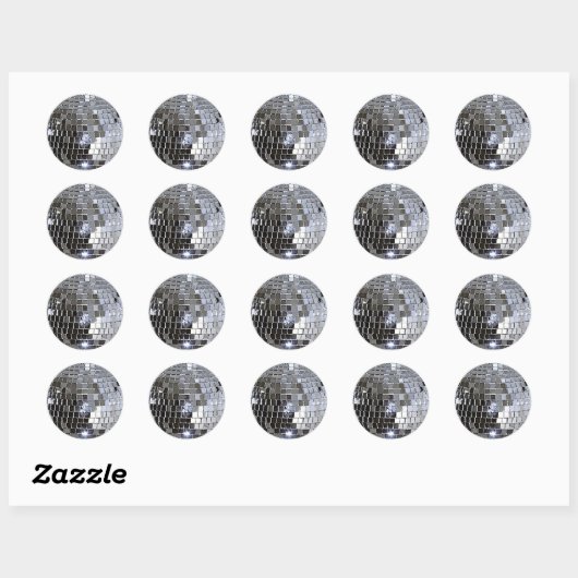 Silver Disco Ball Ronde Sticker (Vel)