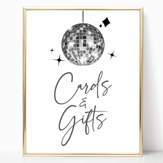 Silver Disco Ball Sign Kaarten en cadeaubordje Poster
