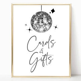 Silver Disco Ball Sign Kaarten en cadeaubordje Poster