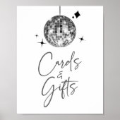 Silver Disco Ball Sign Kaarten en cadeaubordje Poster (Voorkant)