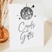 Silver Disco Ball Sign Kaarten en cadeaubordje Reclamebord Met Voetstuk