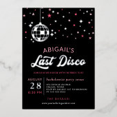 Silver Disco Ball Stars Bachelorette Last Disco Folie Uitnodiging (Voorkant)