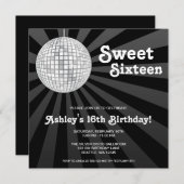Silver Disco Ball Sweet 16 Birthday Kaart (Voorkant / Achterkant)