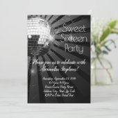 Silver Disco Ball Sweet 16th Dance Party Kaart (Staand voorkant)