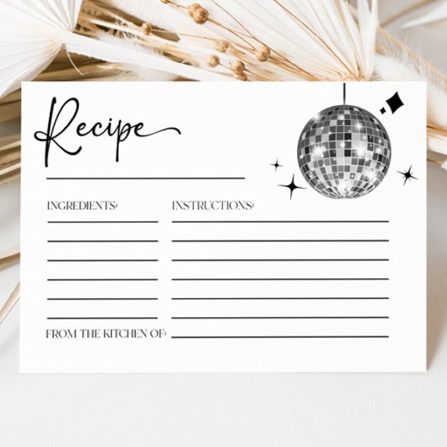 Silver Disco Ball Vrijgezellenfeest Recept Kaarten (Creator heeft geüpload)