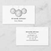 Silver Disco Balls Party Planner Custom Visitekaartje (Voorkant / Achterkant)