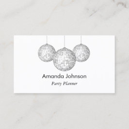 Silver Disco Balls Party Planner Custom Visitekaartje