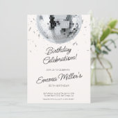 Silver Disco verjaardagsfeest Uitnodigen Kaart (Staand voorkant)