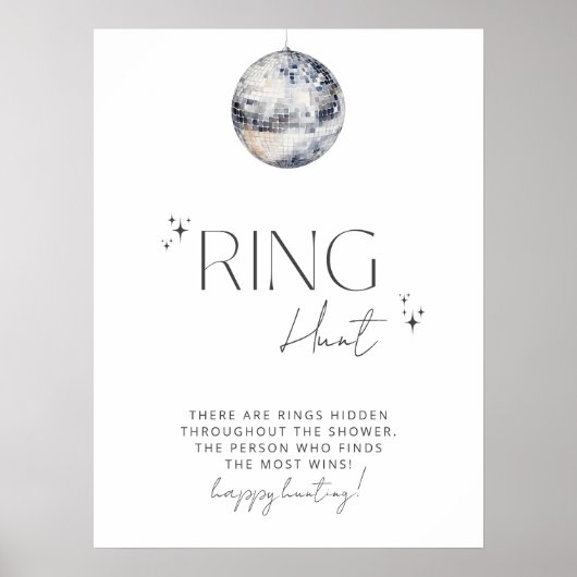 Silver Disco Vrijgezellenfeest Ring Hunt Spel Poster (Voorkant)