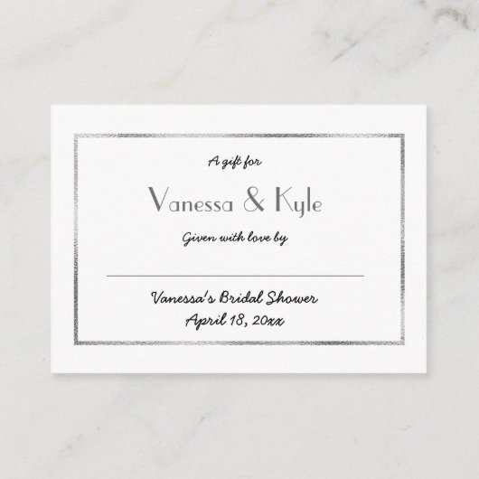 Silver Display vrijgezellenfeest inzetkaart + labe Informatiekaartje (Achterkant)