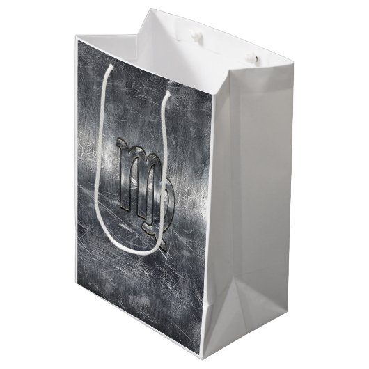 Silver Disted Style voor virgo Zodiac Sign Medium Cadeauzakje (Voorkant Gekanteld)