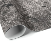 Silver Distressed Gothic Damask Wrapping Paper Cadeaupapier (Rol Hoek)