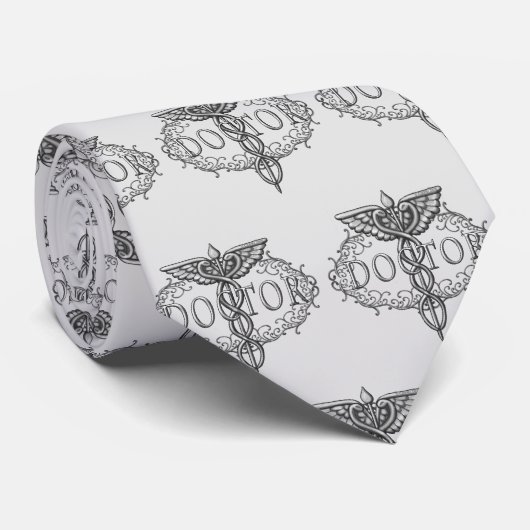Silver Doctor Caduceus aangepaste naam stropdas (Opgerold)