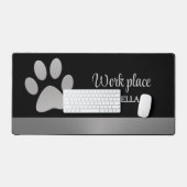 Silver Dog Paw op Black Pet Grooming Service Busin Bureaumat (Keyboard & Muis)