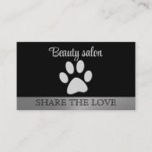 Silver Dog Paw op zwarte achtergrond Aanbevelingskaartje (Voorkant)