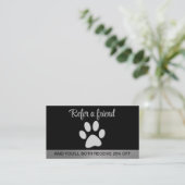 Silver Dog Paw op zwarte achtergrond Aanbevelingskaartje (Staand voorkant)