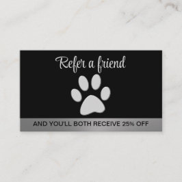 Silver Dog Paw op zwarte achtergrond Aanbevelingskaartje