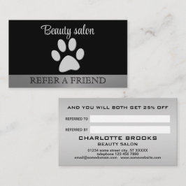 Silver Dog Paw op zwarte achtergrond Aanbevelingskaartje