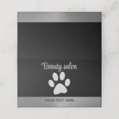 Silver Dog Paw op zwarte achtergrond Afsprakenkaart (Buitenkant ongevouwen)