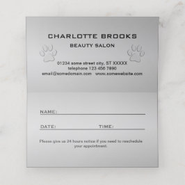 Silver Dog Paw op zwarte achtergrond Afsprakenkaart