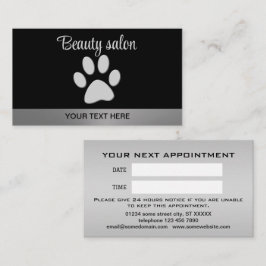 Silver Dog Paw op zwarte achtergrond Afsprakenkaartje