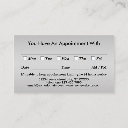 Silver Dog Paw op zwarte achtergrond Afsprakenkaartje (Achterkant)