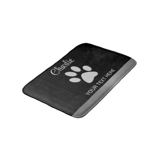 Silver Dog Paw op zwarte achtergrond Badmat (Gekanteld)
