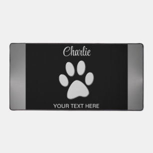 Silver Dog Paw op zwarte achtergrond Bureaumat