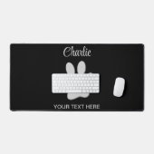 Silver Dog Paw op zwarte achtergrond Bureaumat (Keyboard & Muis)