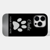 Silver Dog Paw op zwarte achtergrond Case-Mate iPhone Case (Achterkant (horizontaal))