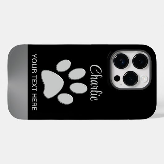 Silver Dog Paw op zwarte achtergrond Case-Mate iPhone Case (Achterkant (horizontaal))