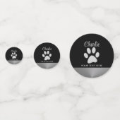 Silver Dog Paw op zwarte achtergrond Confetti (Achterkanten)