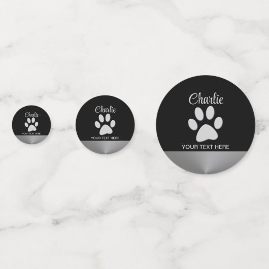 Silver Dog Paw op zwarte achtergrond Confetti (Achterkanten)