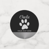 Silver Dog Paw op zwarte achtergrond Confetti (Kleine voorkant)