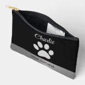 Silver Dog Paw op zwarte achtergrond Etui (Open)