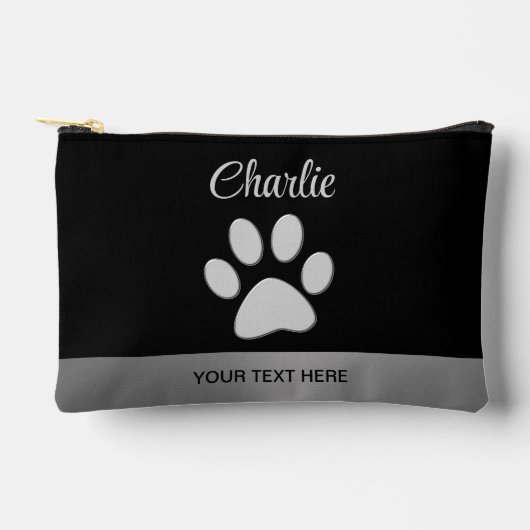 Silver Dog Paw op zwarte achtergrond Etui (Voorkant)