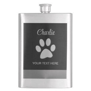 Silver Dog Paw op zwarte achtergrond Flacon